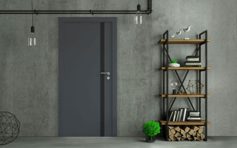 ciemne szare drzwi wewnętrzne w stylu industrialnym